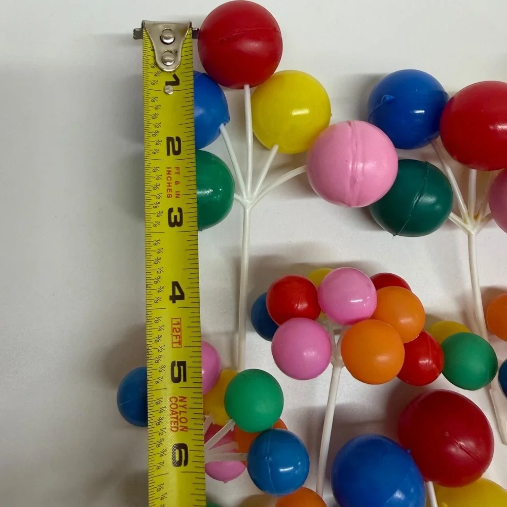 Vintage Plastic Balloon Cake Toppers Multicolor Party Decorations 12 Count Used